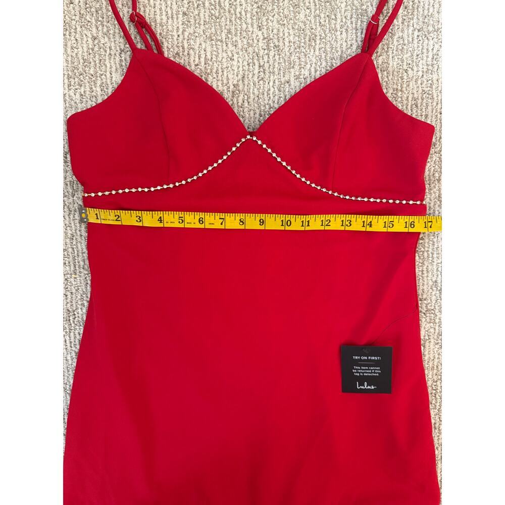 Lulus Red Mini Dress Y2K Glam rhinestones size XL Homecoming Date Party 90s - Picture 6 of 9